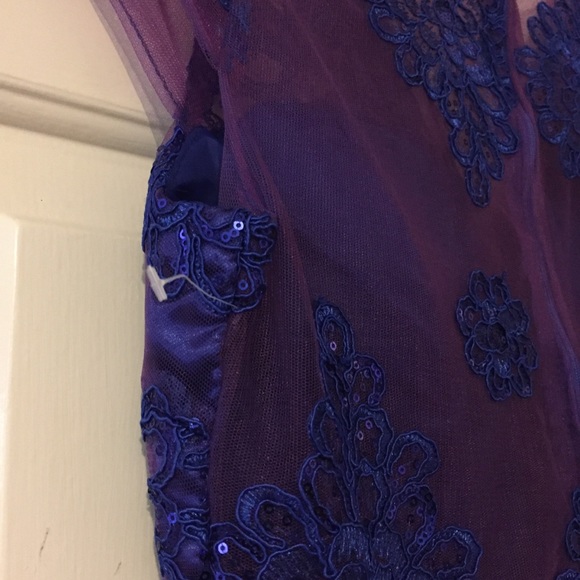 Lace Bodice Sequin Embellished Tulle Party Dress in Blue/Purple - Picture 10 of 13